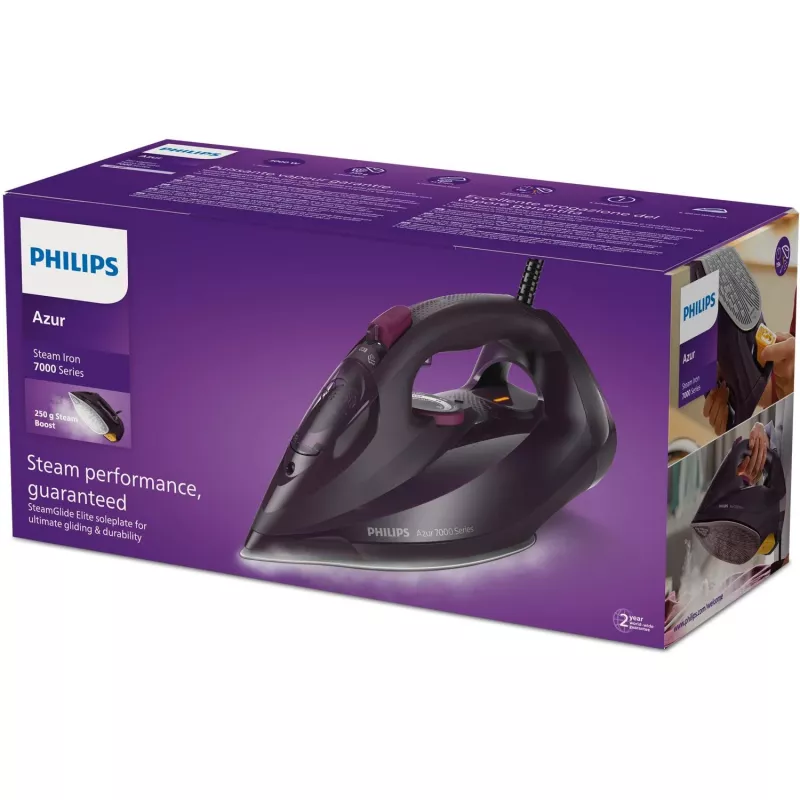 Żelazko parowe Philips serii 7000 DST7061/30, stopa SteamGlide Elite, 3000 W, fioletowe