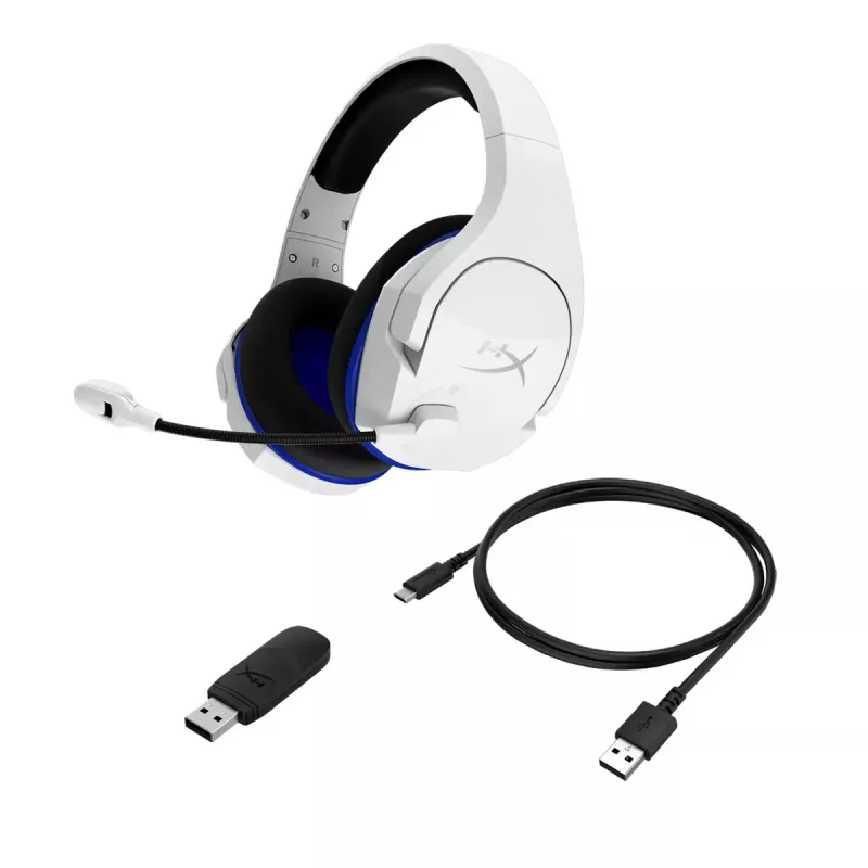 HyperX Cloud Stinger Core - Bezprzewodowy zestaw słuchawkowy do gier (biało-niebieski) - PS5-PS4
