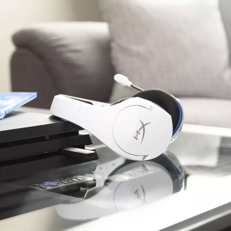 HyperX Cloud Stinger Core - Bezprzewodowy zestaw słuchawkowy do gier (biało-niebieski) - PS5-PS4