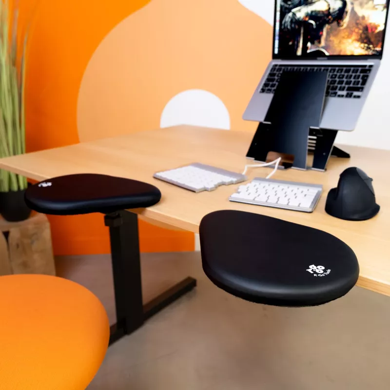 R-Go Tools Podłokietnik R-Go split, ergonomiczny podłokietnik dwuczęściowy, regulowany, symetryczny, z miękką pianką, czarny