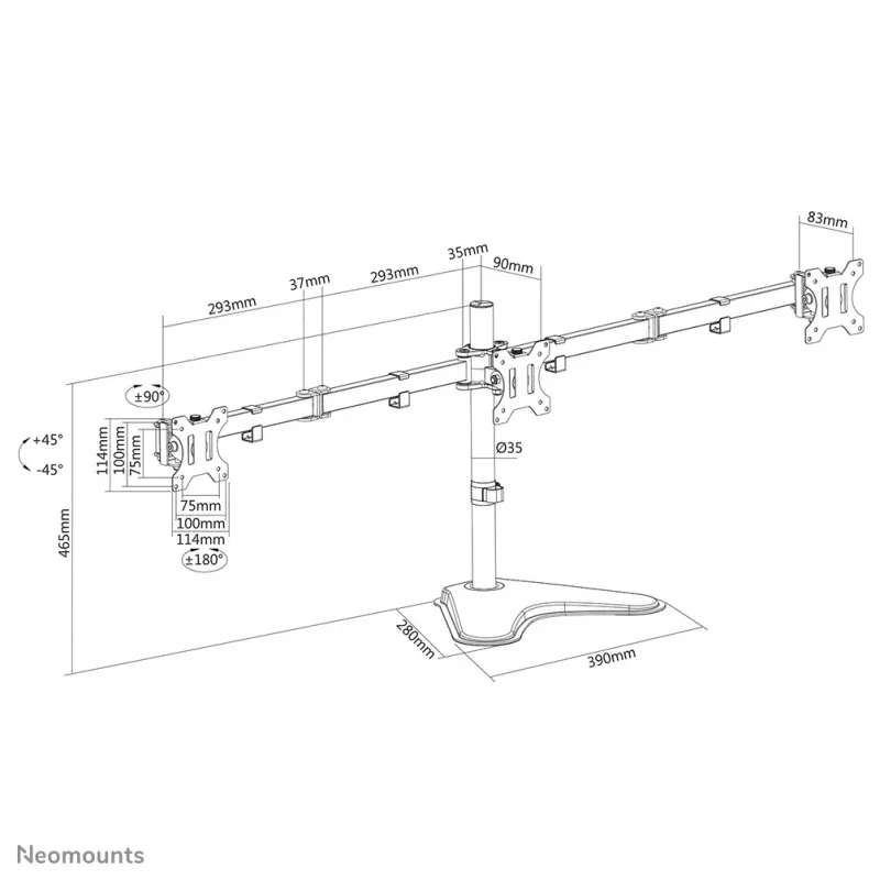 Neomounts stojak biurkowy pod monitor FPMA-D550DD3Czarny wolnostojący 6 kg 13-27 cali
