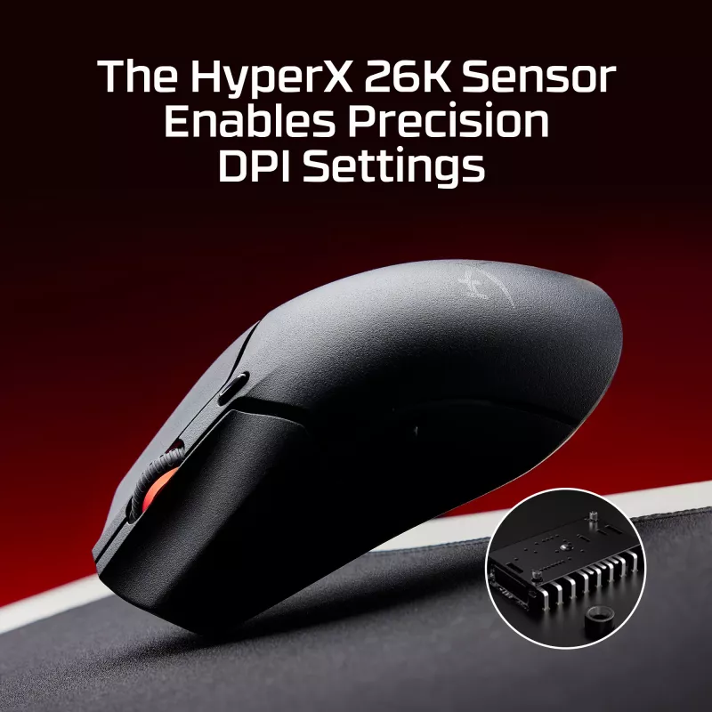 Bezprzewodowa mysz gamingowa KINGSTON HyperX Pulsefire Haste 2 Mini — symetryczna, 26 000 DPI, RF/Bluetooth/USB
