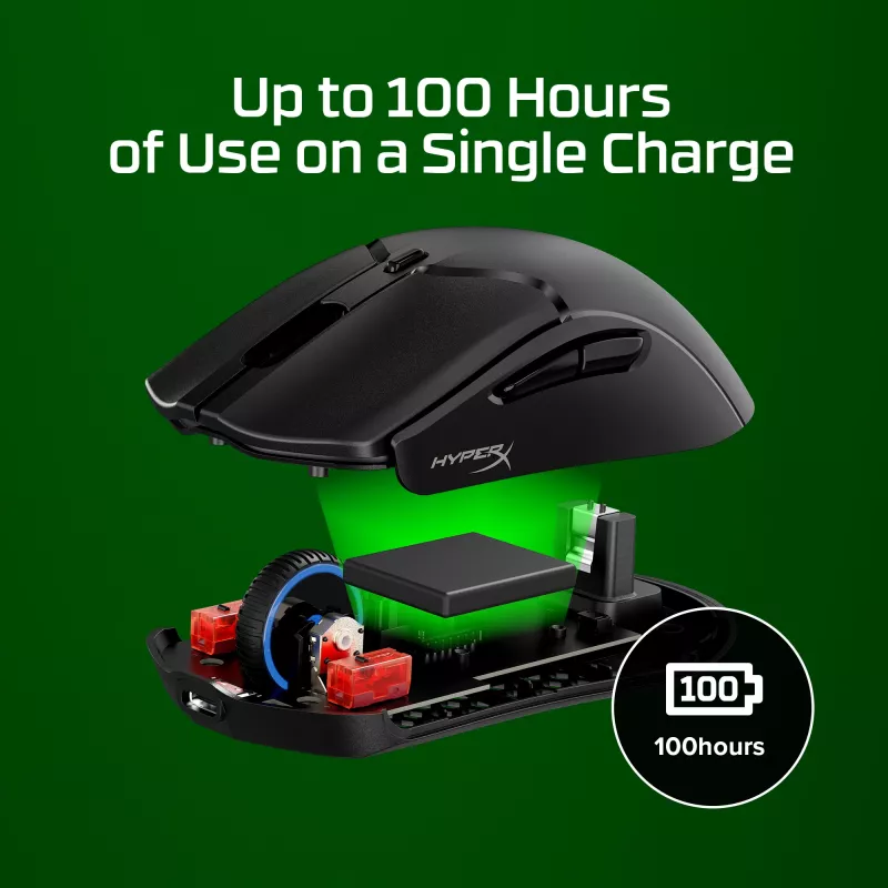 Bezprzewodowa mysz gamingowa KINGSTON HyperX Pulsefire Haste 2 Mini — symetryczna, 26 000 DPI, RF/Bluetooth/USB