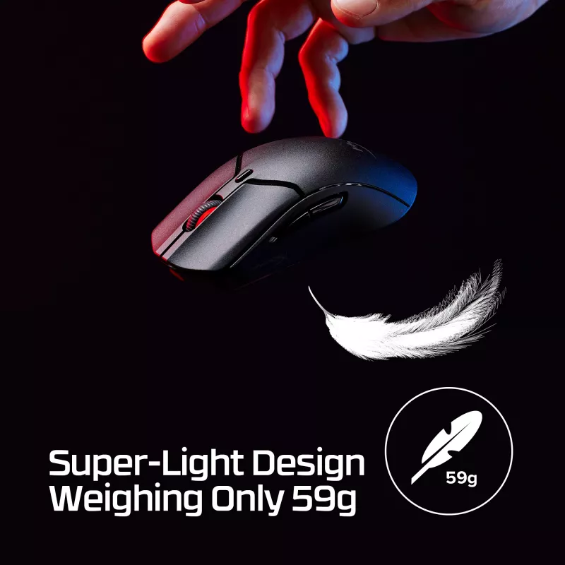 Bezprzewodowa mysz gamingowa KINGSTON HyperX Pulsefire Haste 2 Mini — symetryczna, 26 000 DPI, RF/Bluetooth/USB
