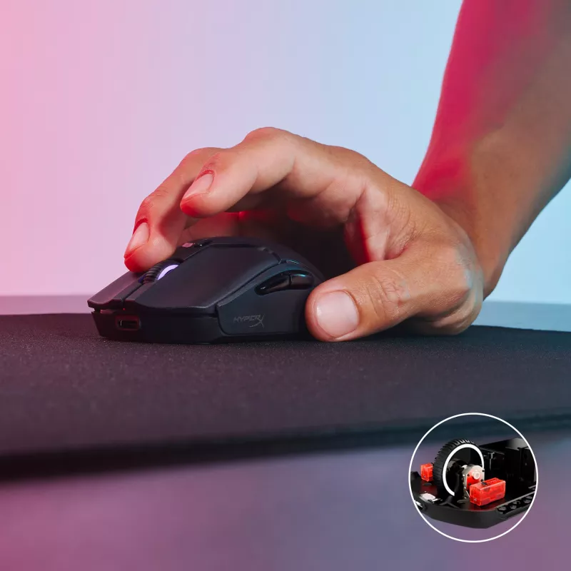 Bezprzewodowa mysz gamingowa KINGSTON HyperX Pulsefire Haste 2 Mini — symetryczna, 26 000 DPI, RF/Bluetooth/USB