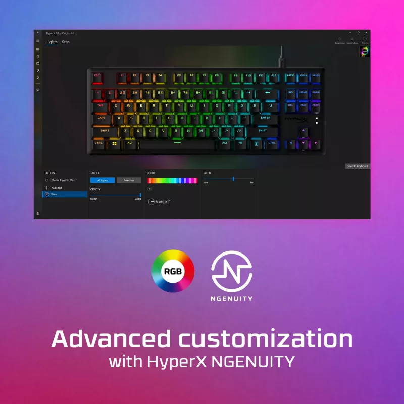 HyperX Alloy Origins Core - Mechaniczna klawiatura gamingowa - HX niebieski (układ US)