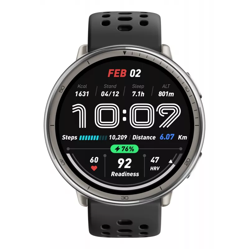 Amazfit W2433EU1N Smartwatch / zegarek sportowy 3,35 cm (1,32 cala) AMOLED Cyfrowy 466 x 466 pikseli Ekran dotykowy Srebrny