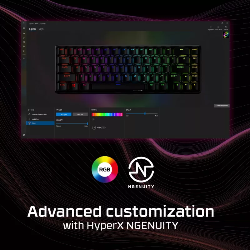 HyperX Alloy Origins 65 Mechaniczna klawiatura gamingowa HX czerwony przewodowa RGB