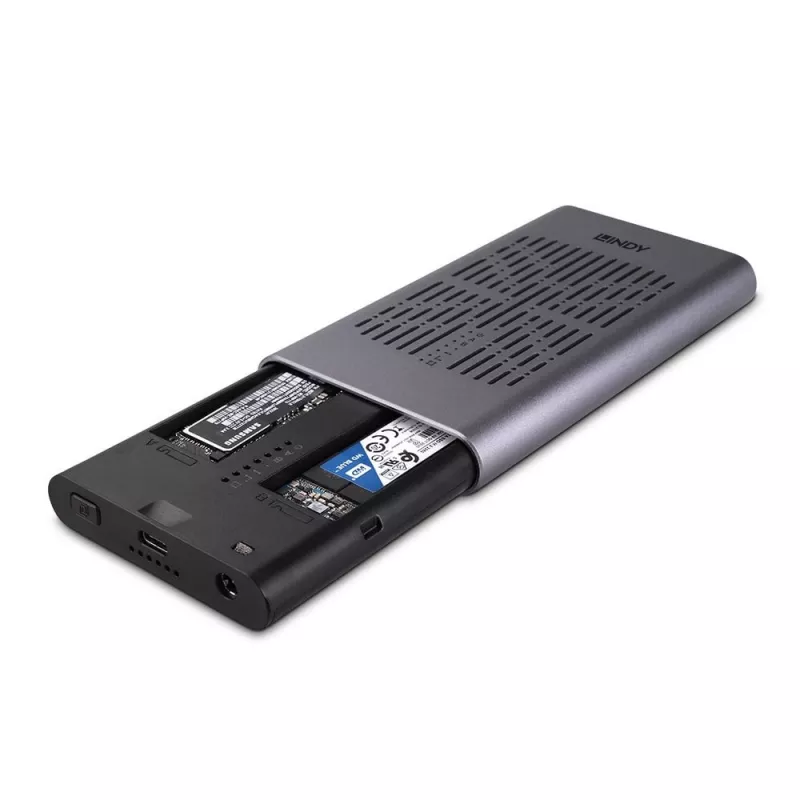 Obudowa Lindy USB 3.2 Gen 2x2 Dual na dwa dyski SSD M.2 NVMe z funkcją klonowania