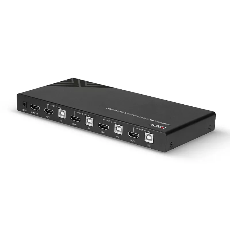 Lindy Przełącznik KVM HDMI 18G USB 2.0 Audio 4-portowy 4K Ultra HD