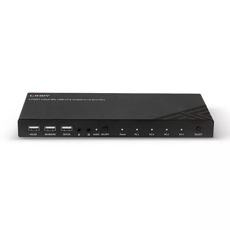 Lindy Przełącznik KVM HDMI 18G USB 2.0 Audio 4-portowy 4K Ultra HD