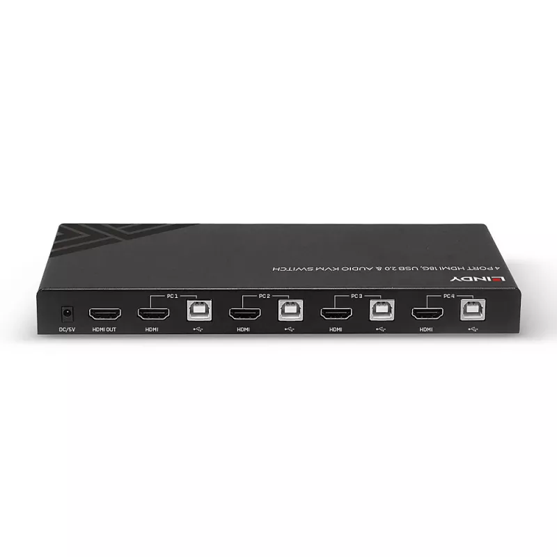 Lindy Przełącznik KVM HDMI 18G USB 2.0 Audio 4-portowy 4K Ultra HD