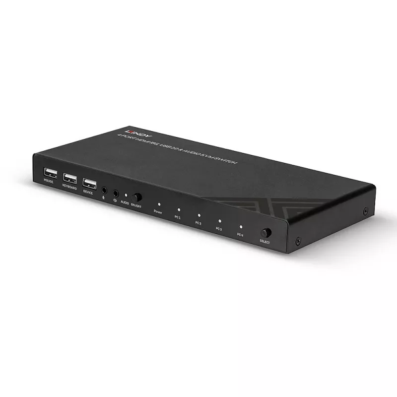 Lindy Przełącznik KVM HDMI 18G USB 2.0 Audio 4-portowy 4K Ultra HD