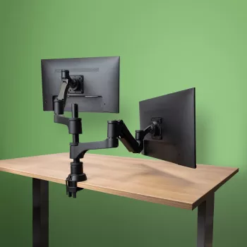R-Go Tools Ramię do monitora R-Go Caparo Dual, do dwóch monitorów, regulowane za pomocą sprężyny gazowej, udźwig 3-9 kg, w 100% okrągłe, czarne