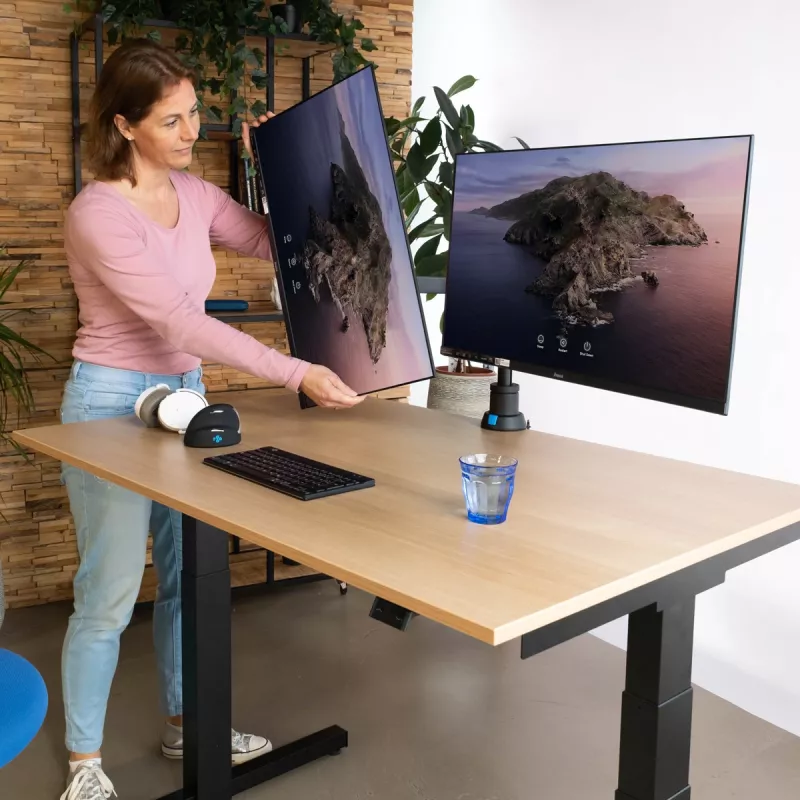 R-Go Tools Ramię do monitora R-Go Caparo Dual, do dwóch monitorów, regulowane za pomocą sprężyny gazowej, udźwig 3-9 kg, w 100% okrągłe, czarne