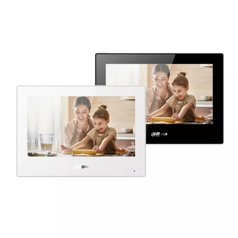 Wideodomofon Dahua VTH5321GB-W, czarny, 7 cali, 12 V DC, Wi‑Fi 802.11b/g/n, Ethernet 10/100 Mbps, 189,6×134,6×26 mm