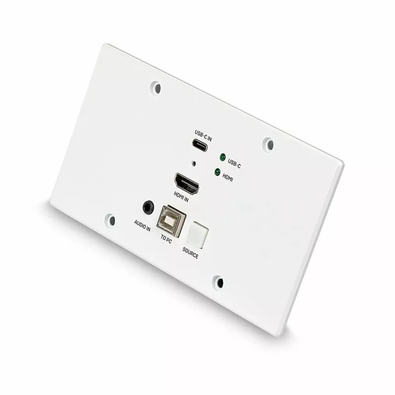 Lindy 150m Cat.6 HDMI 4K60 & Type C HDBaseT EU Wall Plate KVM Extender, Transmitter