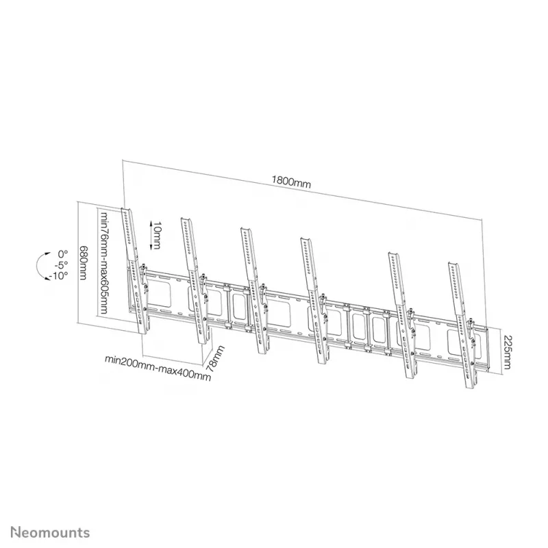 Neomounts NS-WMB300PCzarny uchwyt ścienny do menu board 40-52 cali - uchylny - pionowy