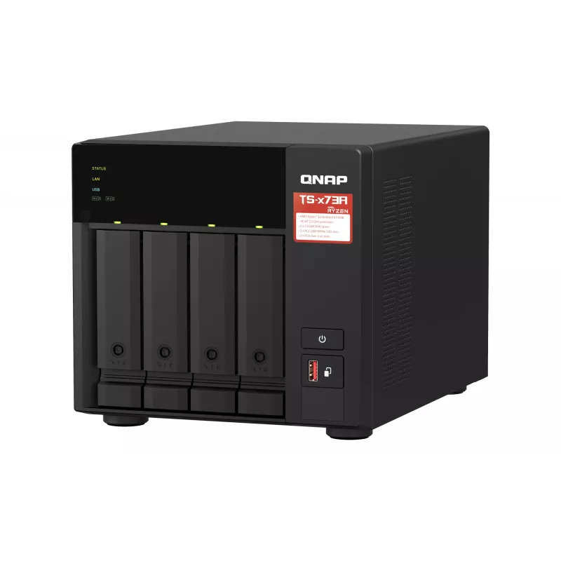 QNAP TS-473A NAS Tower Ryzen Embedded V1500B 8 GB DDR4 0 TB QNAP Turbo System Czarny