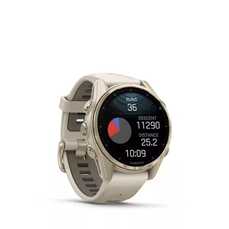 Smartwatch GARMIN fenix 8 Gold — 43 mm, AMOLED 1.3 cala, Szafir, 10 ATM, GPS/GLONASS/BeiDou/Galileo, 32 GB, bateria 10-dniowa