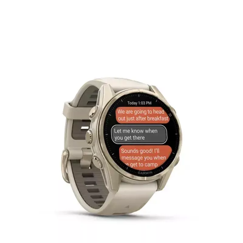 Smartwatch GARMIN fenix 8 Gold — 43 mm, AMOLED 1.3 cala, Szafir, 10 ATM, GPS/GLONASS/BeiDou/Galileo, 32 GB, bateria 10-dniowa