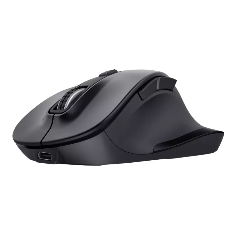 TRUST Fyda Office praworęczna mysz bezprzewodowa — RF + Bluetooth, optyczna 2400 DPI, 6 przycisków, czarna