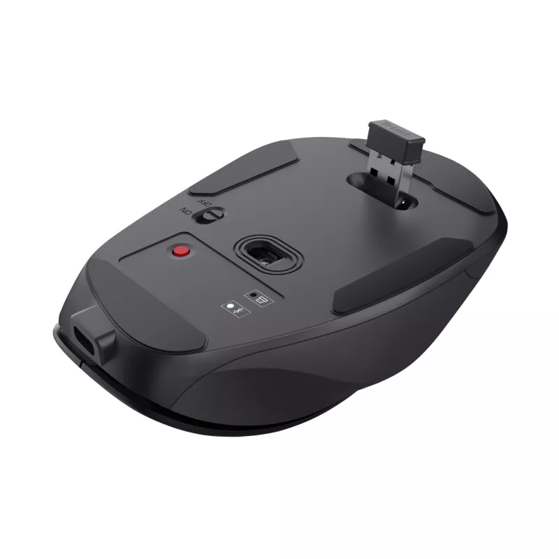 TRUST Fyda Office praworęczna mysz bezprzewodowa — RF + Bluetooth, optyczna 2400 DPI, 6 przycisków, czarna