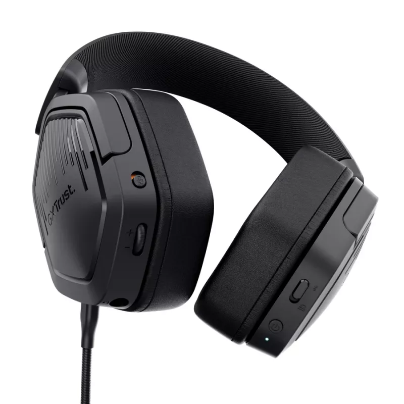 Zestaw słuchawkowy TRUST GXT 493PS Carus — przewodowy i bezprzewodowy (Bluetooth), wokółuszny, pałąk na głowę, 20–20000 Hz, 1,2 m, czarny