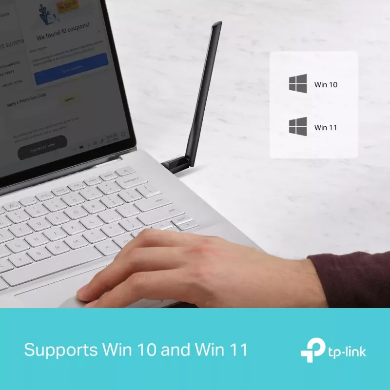 Bezprzewodowa karta sieciowa Wi‑Fi USB TP‑LINK Archer TX35U PLUS — Wi‑Fi 6, dwuzakresowa, 1201 Mbit/s, zasilana przez USB, czarna
