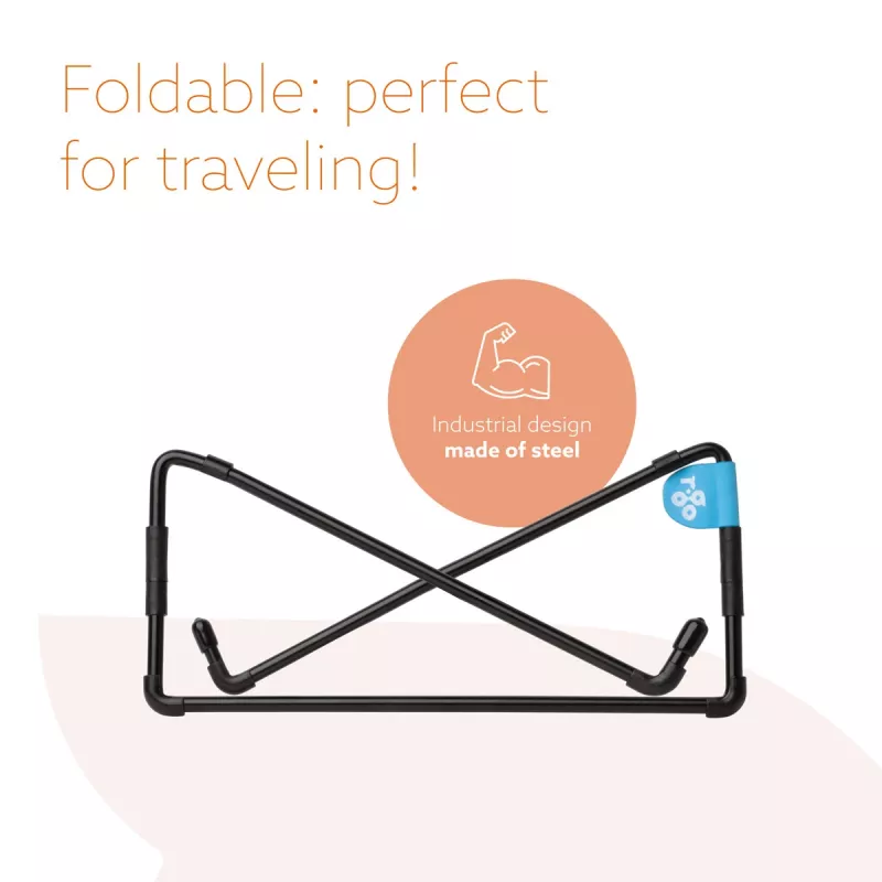 Podstawka pod laptopa R-Go Steel Travel, ergonomiczna i składana, odpowiednia do laptopów 10–22 cale, czarna