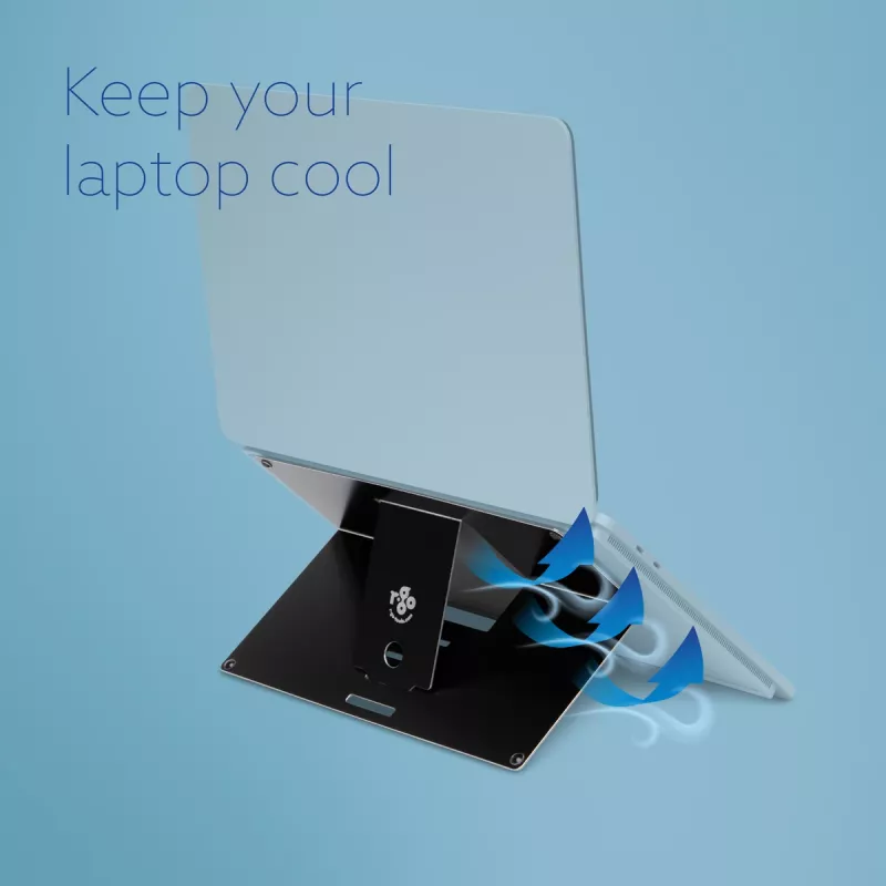 Podstawka pod laptop R-Go Tools R-Go Riser Attachable, regulowana, zintegrowana z laptopem, aluminiowa, czarna
