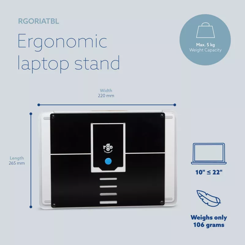 Podstawka pod laptop R-Go Tools R-Go Riser Attachable, regulowana, zintegrowana z laptopem, aluminiowa, czarna
