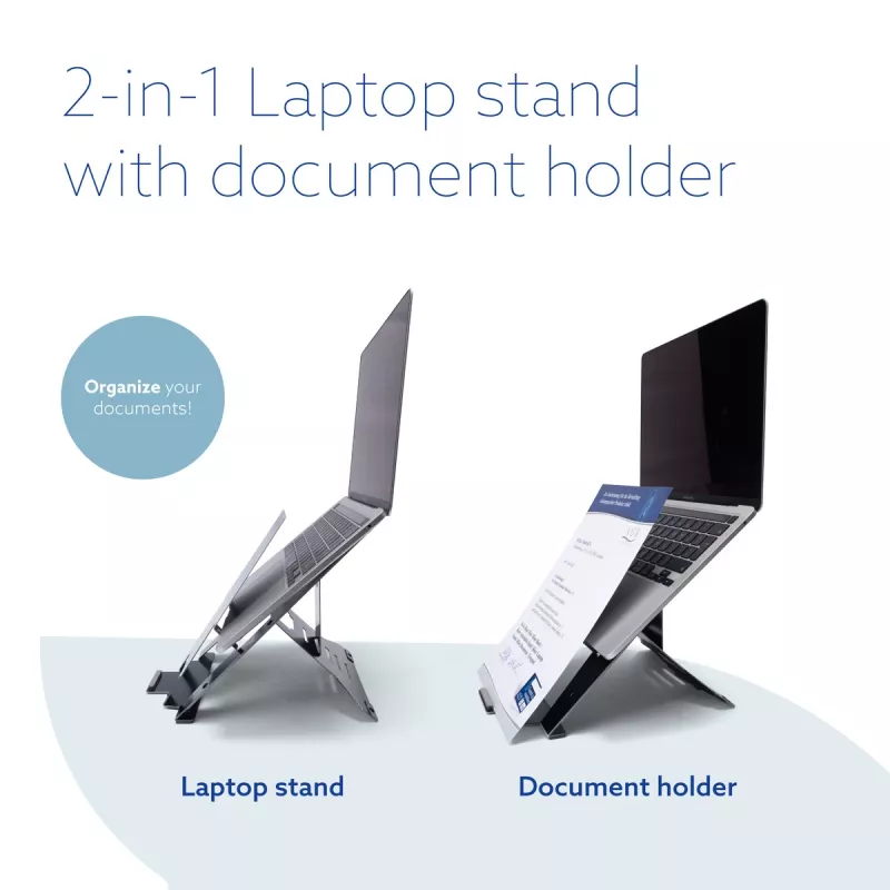 Podstawka pod laptopa R-Go Tools R-Go Riser Document, ergonomiczna, składana i regulowana podstawka z uchwytem na dokumenty, czarna