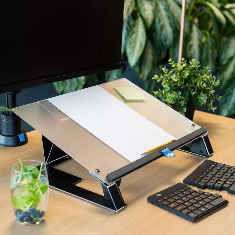 Uchwyt na dokumenty R-Go Read2Write R-Go Tools, odpowiedni do czytania i pisania, ergonomiczny, z miękką piankową podpórką pod nadgarstek, matowy akryl