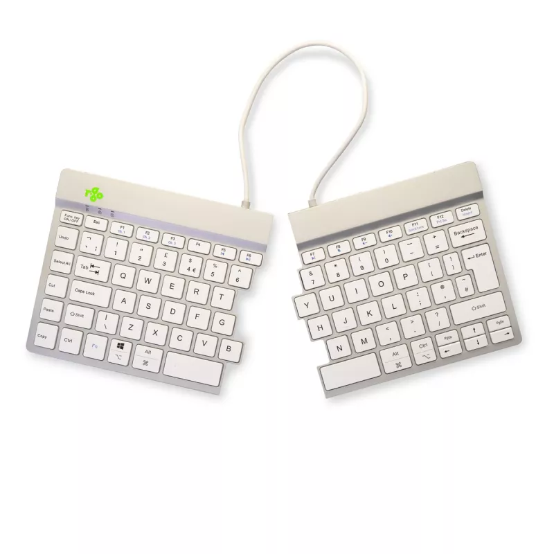 R-Go Tools Ergonomiczna klawiatura R-Go Split Break z oprogramowaniem przerw, ergonomiczna klawiatura dzielona, QWERTY (UK), Bluetooth, biała