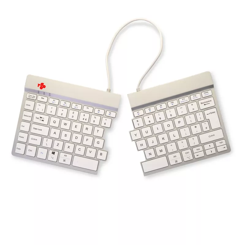 R-Go Tools Ergonomiczna klawiatura R-Go Split Break z oprogramowaniem przerw, ergonomiczna klawiatura dzielona, QWERTY (UK), Bluetooth, biała