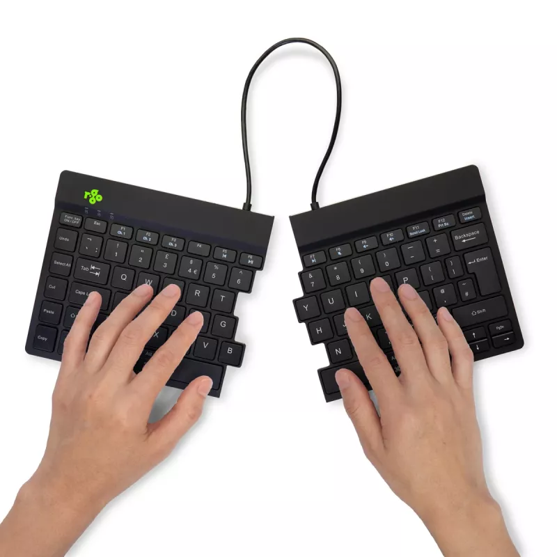 Klawiatura ergonomiczna R-Go Split Break z oprogramowaniem do przerw, ergonomiczna klawiatura dzielona, QWERTY (UK), Bluetooth, czarna