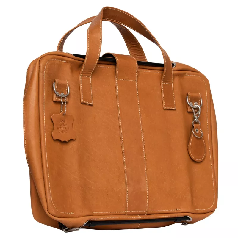 Torba na laptop R-Go Tools R-Go Viva, skóra licowa, z wbudowaną podstawką pod laptop, paskiem na ramię, 15,6 cala, brązowa