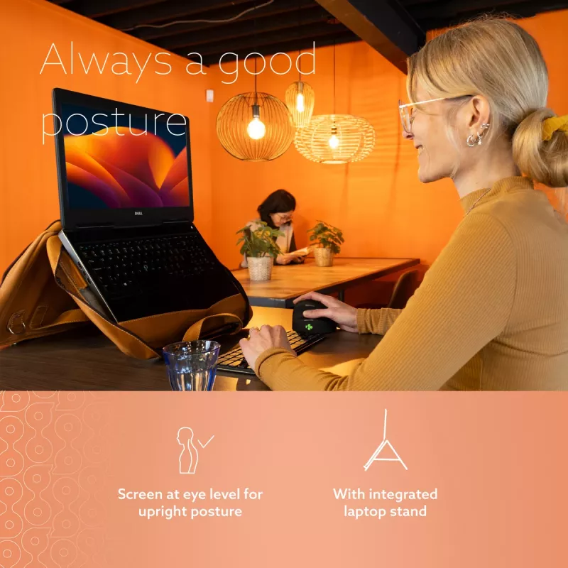 Torba na laptop R-Go Tools R-Go Viva, skóra licowa, z wbudowaną podstawką pod laptop, paskiem na ramię, 15,6 cala, brązowa
