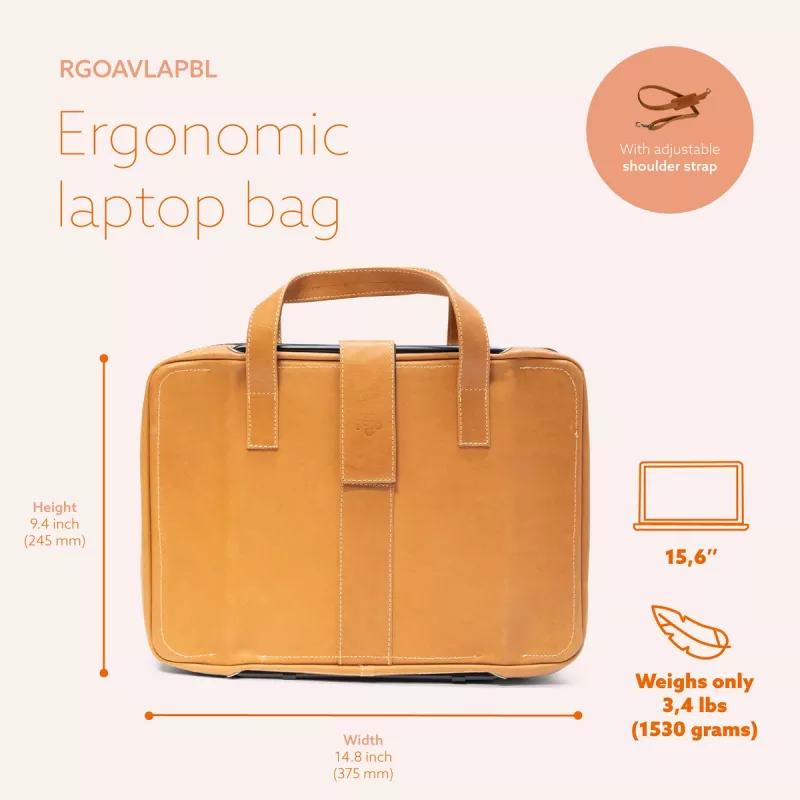 Torba na laptop R-Go Tools R-Go Viva, skóra licowa, z wbudowaną podstawką pod laptop, paskiem na ramię, 15,6 cala, brązowa