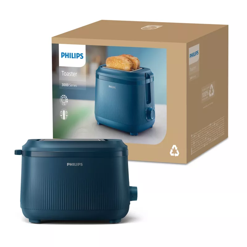Toster Philips 3000 series HD2511/70 8 2 kromki 830 W Niebieski