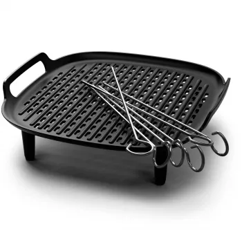 Akcesorium do Philips Airfryer HD9959/00 Zestaw grillowy XXL, spód grilla i szpikulce, Philips, HD9285, HD963X, HD965X, HD975X, HD976X, HD986X, HD987X, aluminium, metal, 213 mm