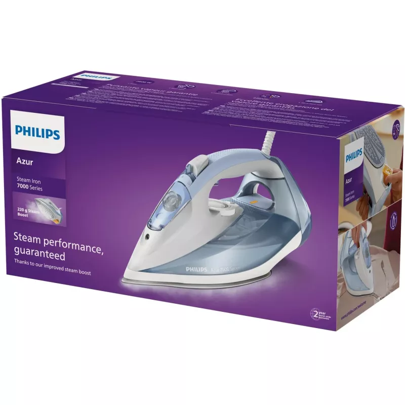 Żelazko parowe Philips serii 7000 DST7011/20 — 2600 W, zbiornik 0,3 l, stopa SteamGlide Plus, para pionowa