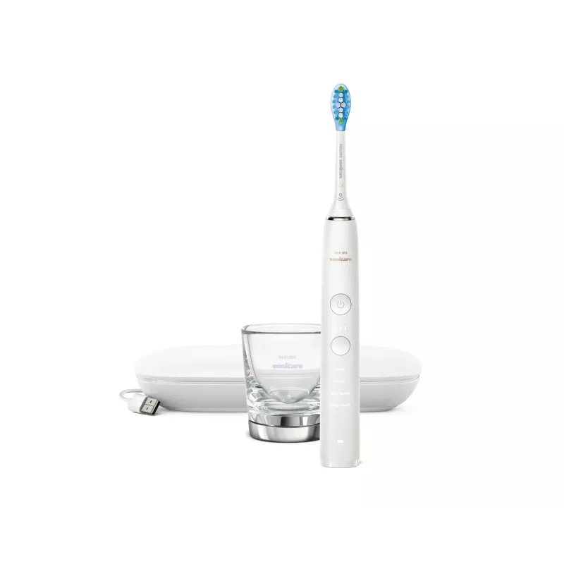 Soniczna szczoteczka elektryczna Philips DiamondClean 9000 HX9911 — wibracyjna szczoteczka do zębów, akumulatorowa Li‑Ion, 3 tryby, biała
