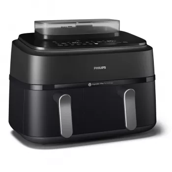 Gorąca frytownica powietrzna Philips 5000 series NA551/00 — pojemność 9 l, 2300 W, sterowanie dotykowe, wyświetlacz LED, czarny/srebrny