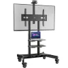 ONKRON TS1881-B mobilny stojak na telewizor z kółkami i półkami do telewizorów 50–86", do 90 kg, VESA 200×200–800×500, regulowana wysokość, czarny