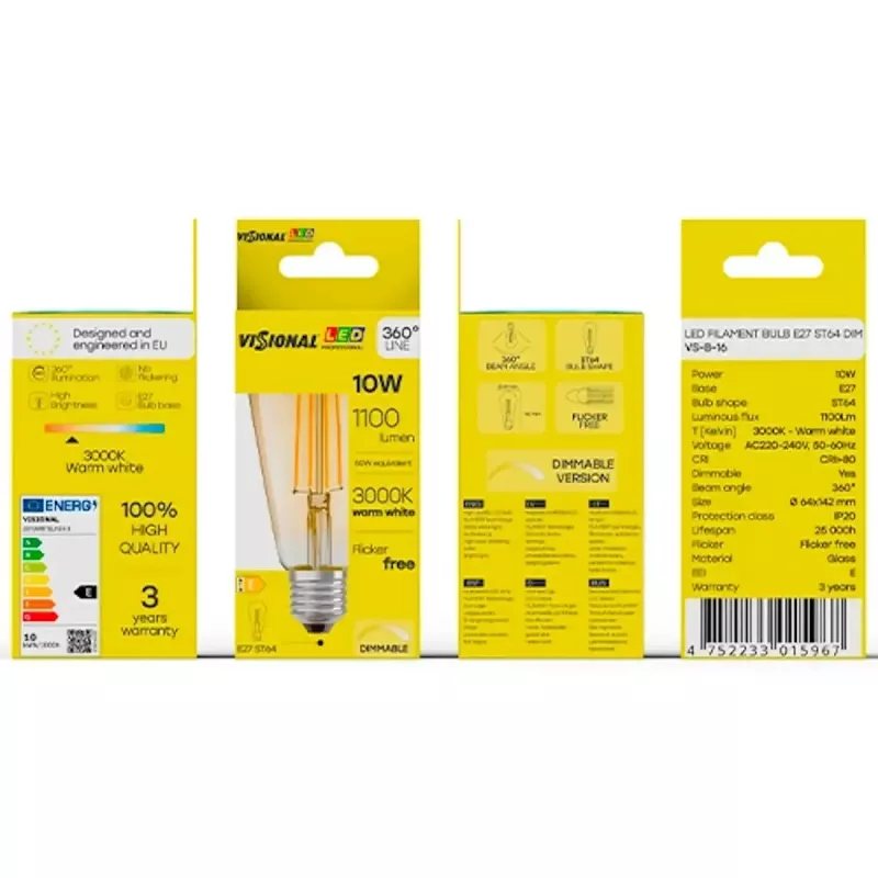 Żarówka LED VISIONAL VS-B-16 10W — 1100 lm, oświetlenie domowe