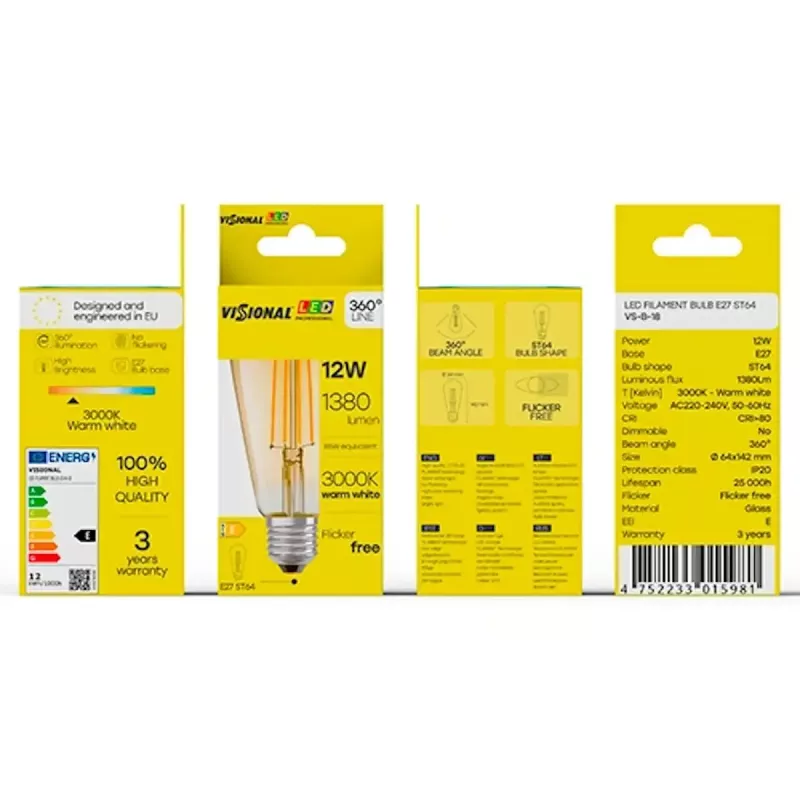 Żarówka LED VISIONAL VS-B-18 12W 1380 lm 3000K