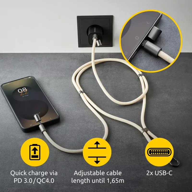 Kabel USB Intenso Handykette 1,65 m USB-C beżowy