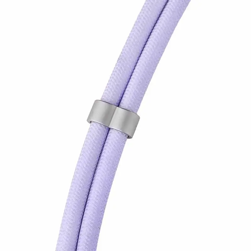 Intenso USB-C Smycz Ładująca Kabel Naszyjnik na Telefon 60W Szybkie Ładowanie Regulowana Długość 1,65m Nylon Fioletowy